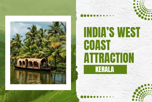 Traditional houseboat on the Kerala backwaters surrounded by coconut palm trees in Alappuzha