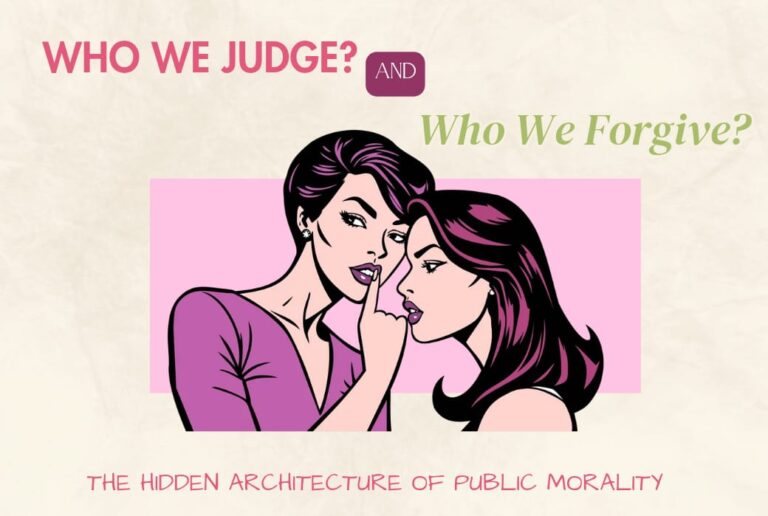 Two women gossiping in retro pop art style, symbolising public morality and disgust in social judgment